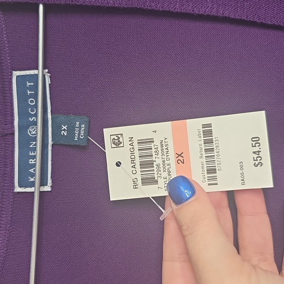 Purple Open Front Cardigan Sweater - Picture 4 of 4